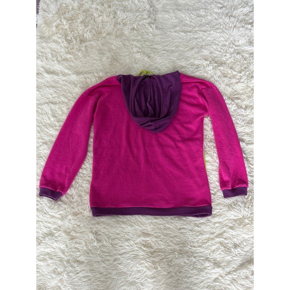 Zaza Color Block Hoodie Pullover Sweatshirt Pink Purple Green Casual - Picture 4 of 4
